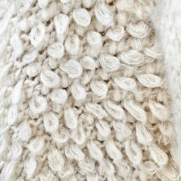 Express XS Cream Wool Mohair Blend Cardigan Sweater Scalloped Boucle Knit - Picture 6 of 9